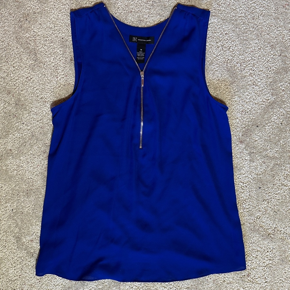 INC International Concepts Royal Blue Zip-Front Tank